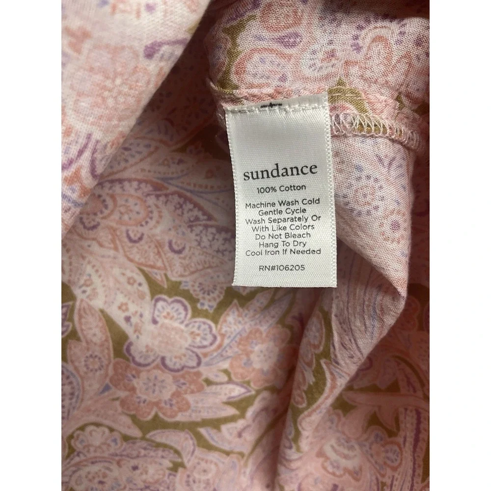 Sundance Poppy Bloom Paisley Women's Pullover Shirt Blouse Size Petite Large PL